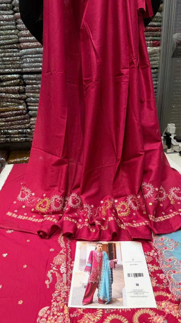 HUSSAIN REHAR Lawn – Riviera (Fuchsia Pink)