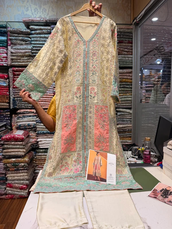ETHNC SILK KAFTAN 2PC E-1210 STICHED