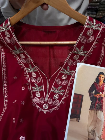 ETHNC KURTA SET 3PC E-103 BRICK RED