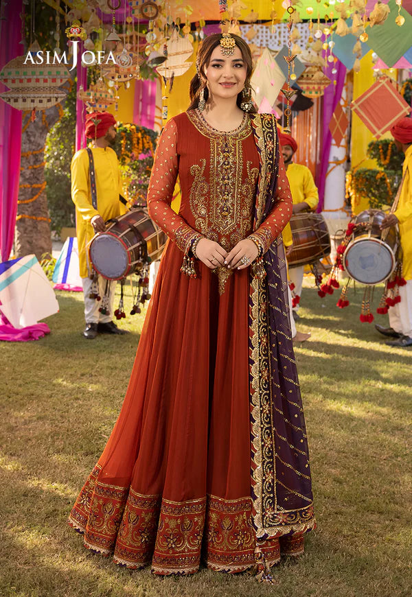 Asim Jofa Brown Chiffon Formal Collection Replica