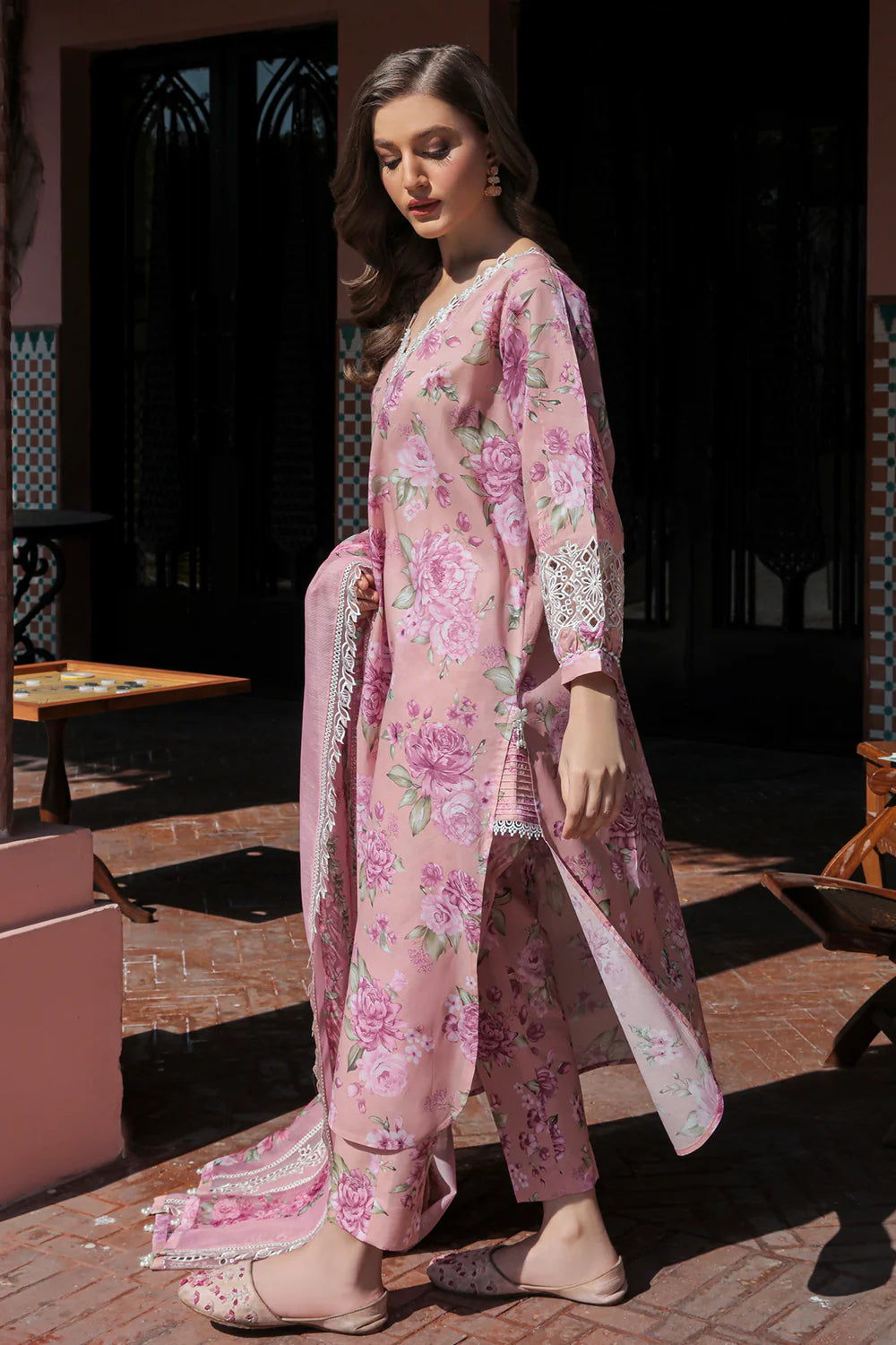 Baroque Pink Printed Lawn Collection Replica