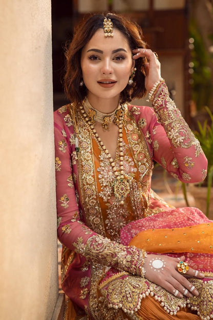 Crimson Orange Chiffon Formal Collection Replica