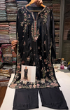 ETHNC SILK KAFTAN 2PC E-104 JET BLACK STITCHED (Delivery Time 10 to 15 Days)