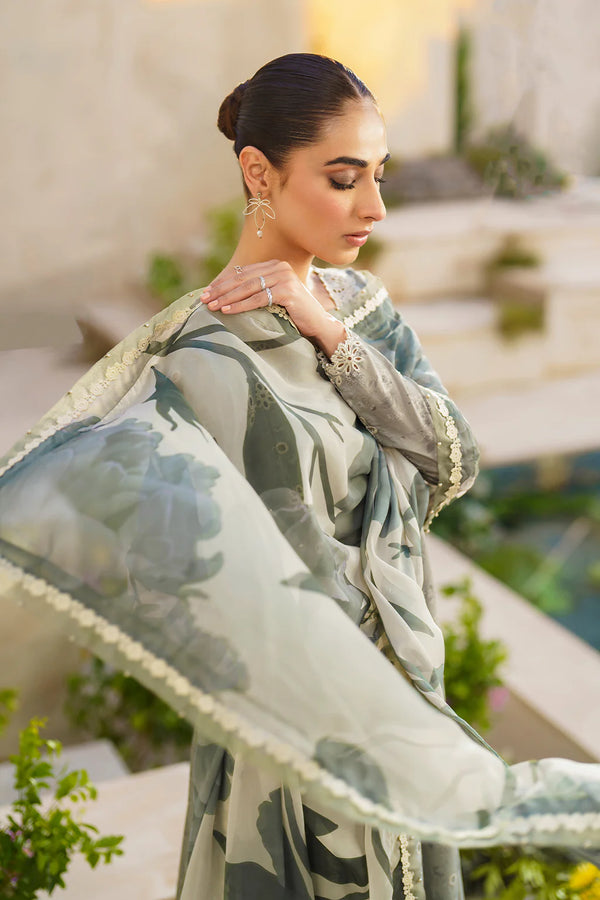 Iznik Green Digital Printed Lawn Collection Replica