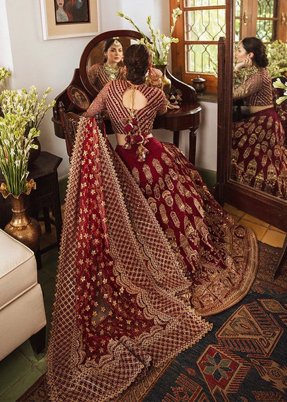 Afrozeh Red Net Bridal Collection Replica