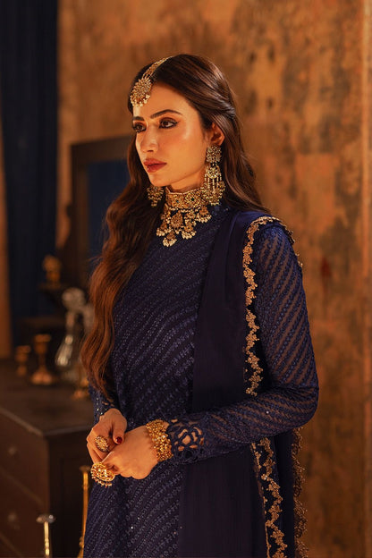 Azure Navy Blue Chiffon Formal Collection Replica