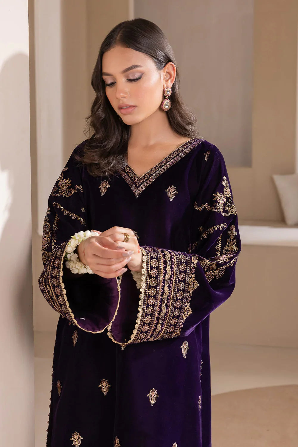 Baroque Purple Velvet Formal Collection Replica