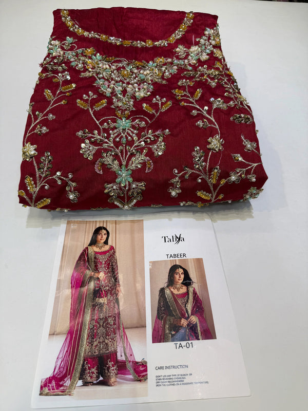 TABYA RAW SILK TABEER - MEROON Edition