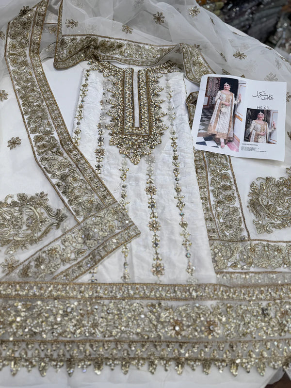 HARIS SHAKEEL TESSEL SILK IVORY GOLD