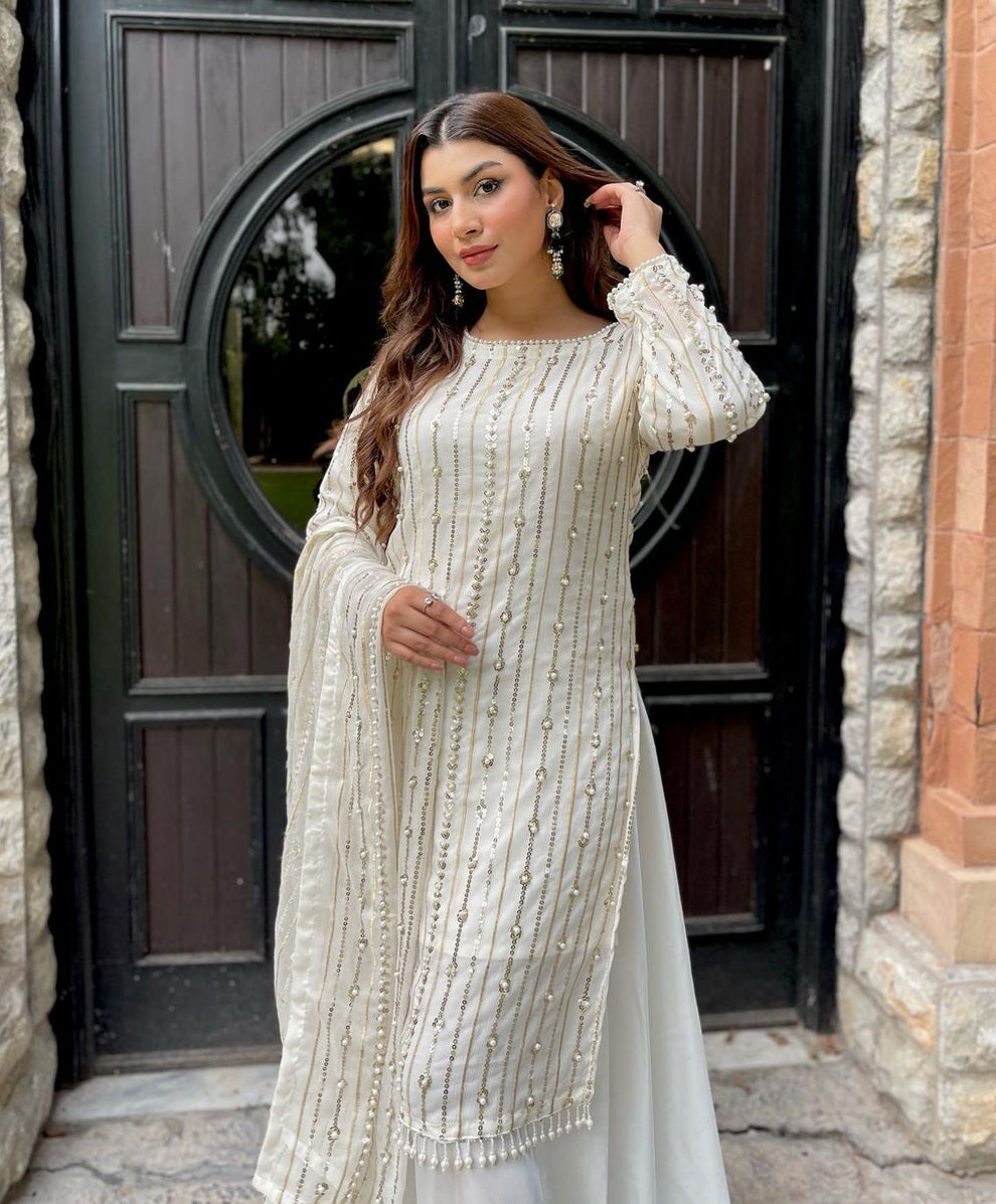 Maryum N Maria White Chiffon Formal Collection Replica