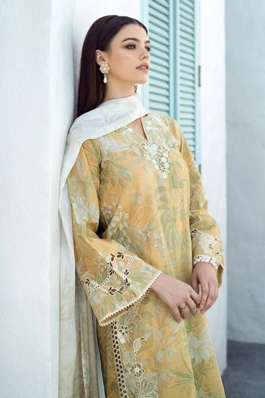 Baroque Yellow Printed Lawn Collection Replica