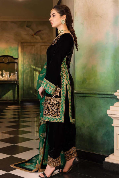 Zainab Chottani Dark Green Velvet Formal Collection Replica