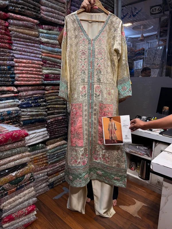 ETHNC SILK KAFTAN 2PC E-1210 STICHED