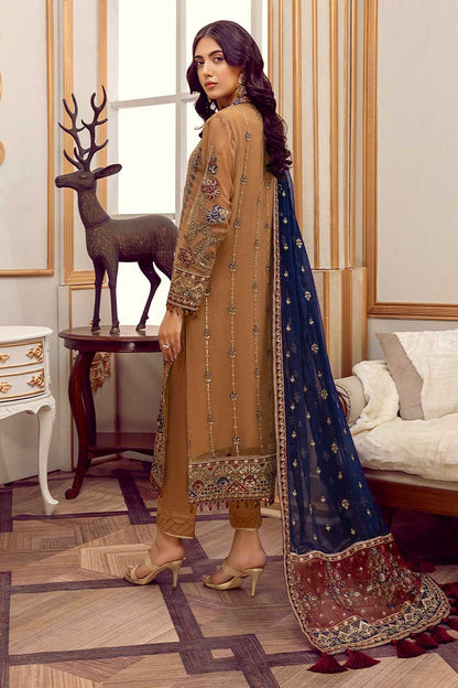 Adan's Libas Brown Embroidered Organza Formal Collection Replica