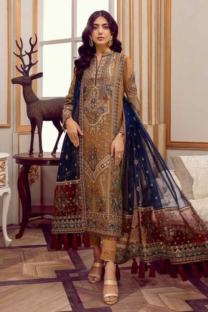 Adan's Libas Brown Embroidered Organza Formal Collection Replica