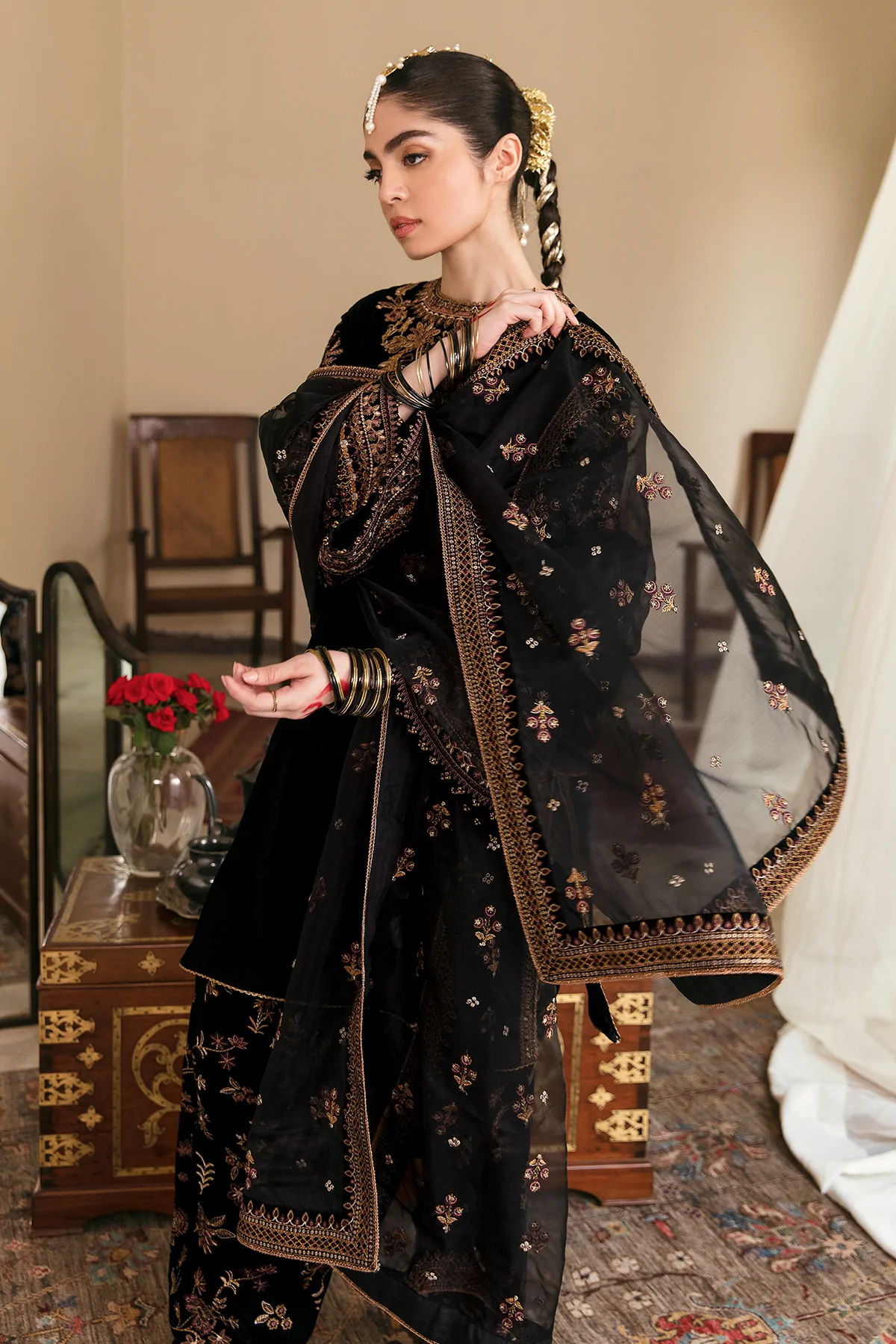 Baroque Black Velvet Formal Collection Replica