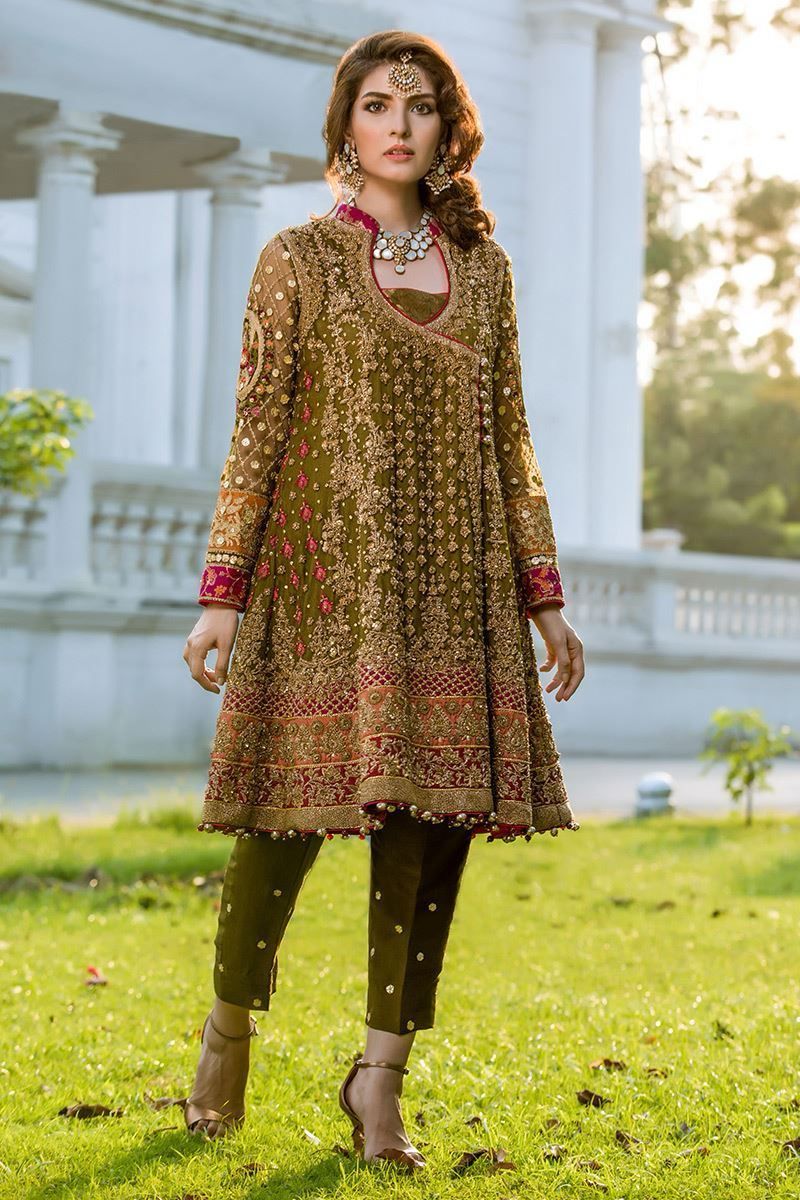 Aisha Imran Gold Embroidered Chiffon Collection Replica