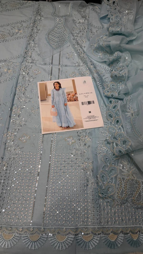 Qalamqar Lawn FK-10-B Zoe (Pastel Blue Edition)