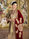 Zainab Chottani Gold Organza Formal Collection Replica