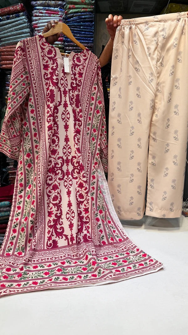 Ayeza Kaftan 2PC (Meroon)