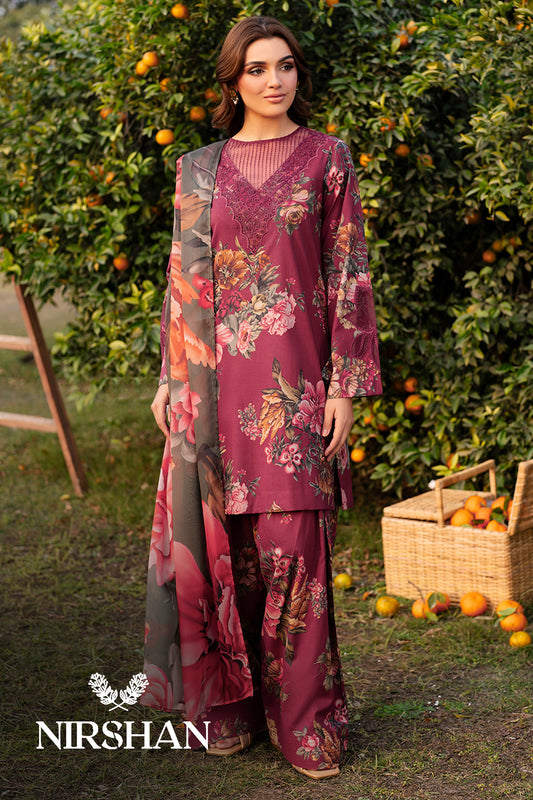 Iznik | Maroon - Lawn Collection Replica