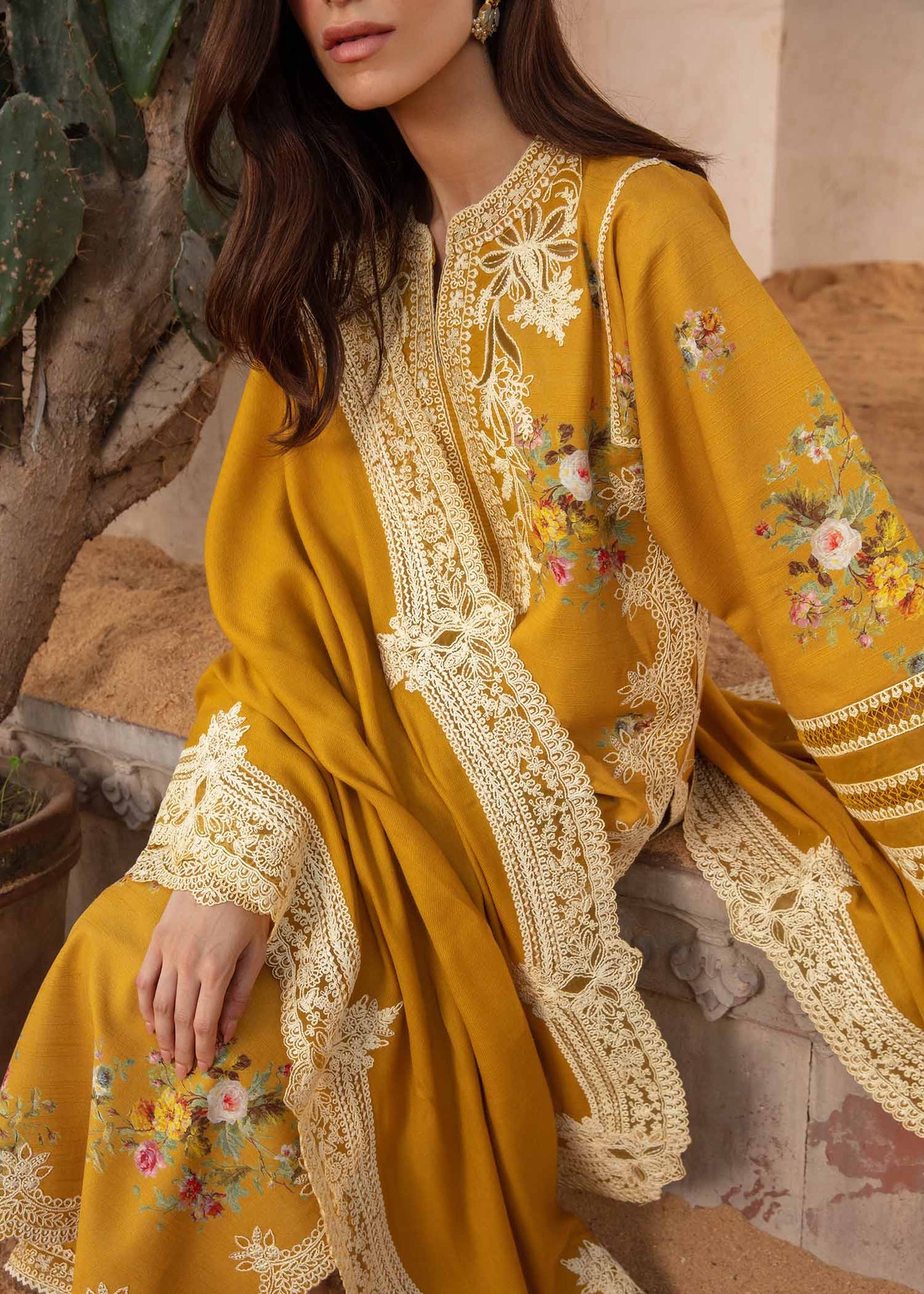 Crimson X Saira Shakira Mustard Luxury Lawn Collection Replica