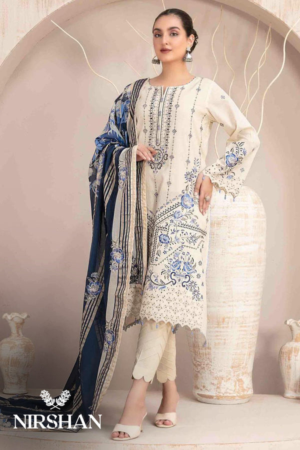 Tawakkal | White - Lawn & Digital Organza Collection Replica