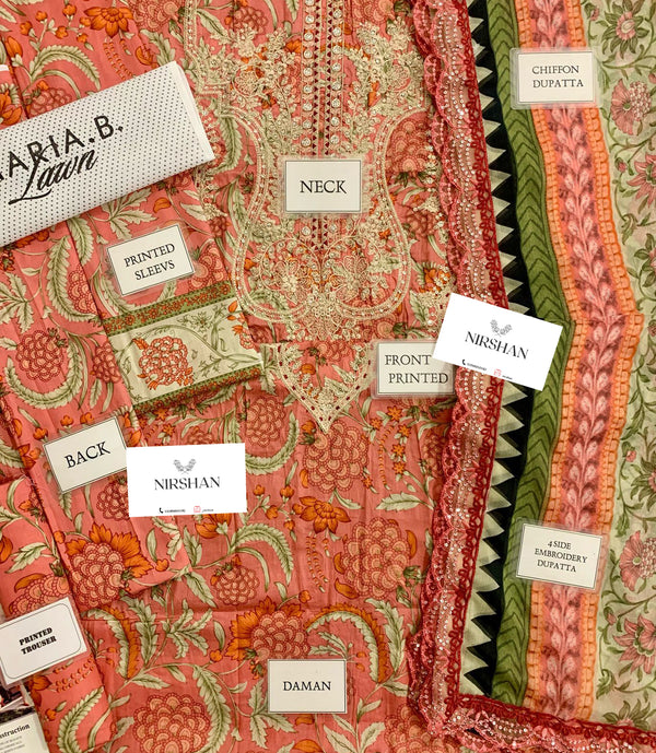 Maria B | Pink - MPrint Lawn Collection Replica