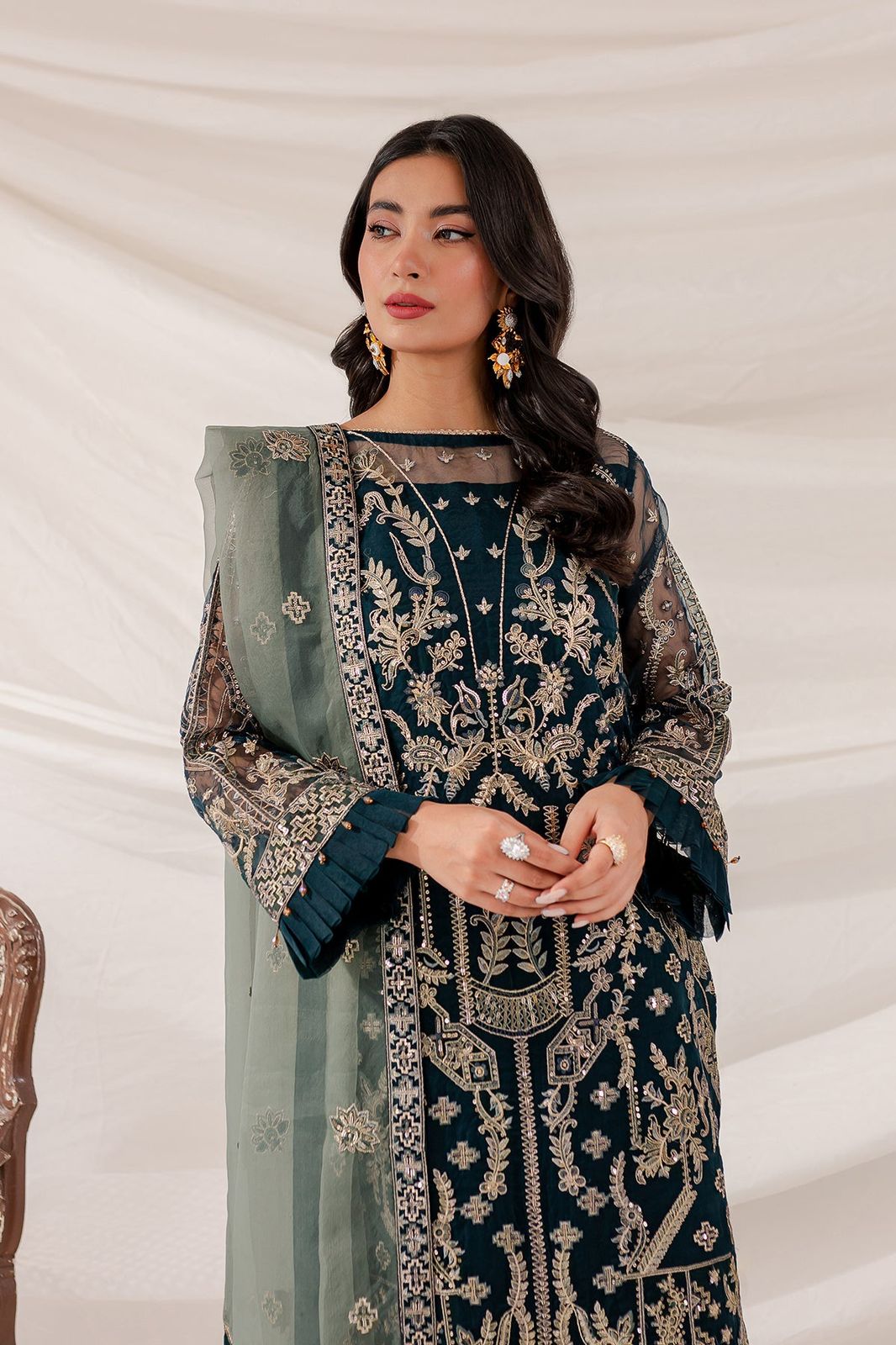 Farasha Blue Organza Formal Collection Replica