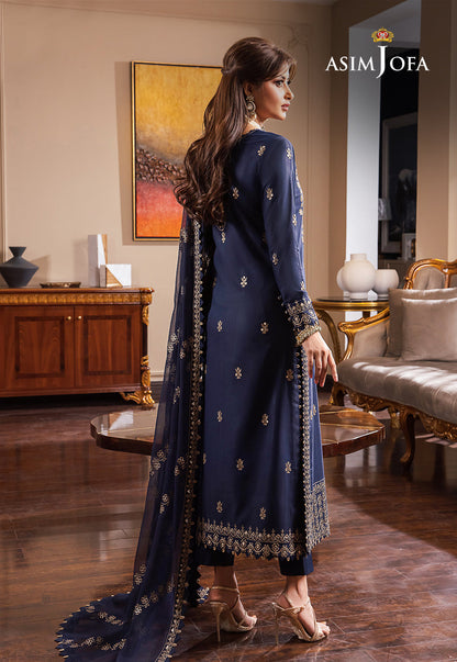 Asim Jofa Blue Chiffon Formal Collection Replica