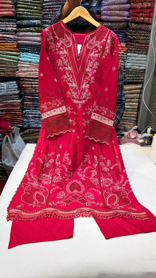 Qalamkar Lawn 2PC RTW SB02 (Meroon)