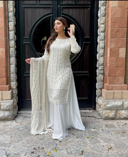 Maryum N Maria White Chiffon Formal Collection Replica