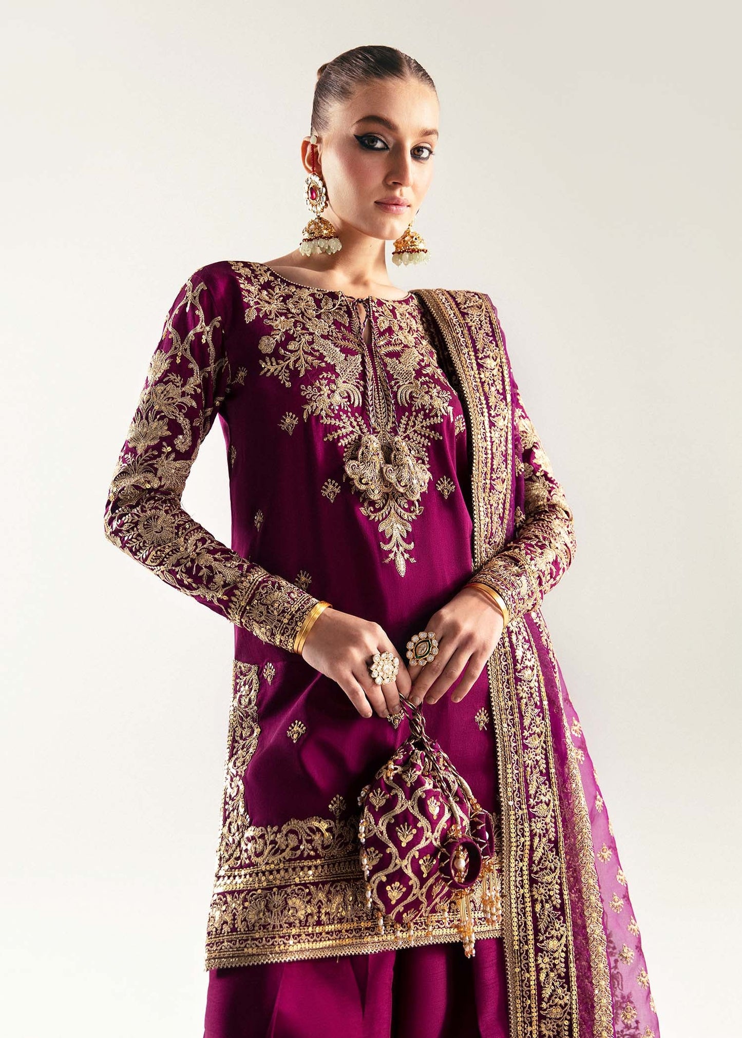 Kanwal Malik Maroon Organza Formal Collection Replica