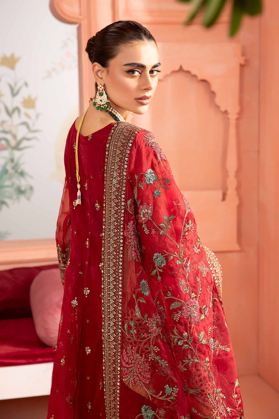 Maria B Red Chiffon Formal Collection Replica