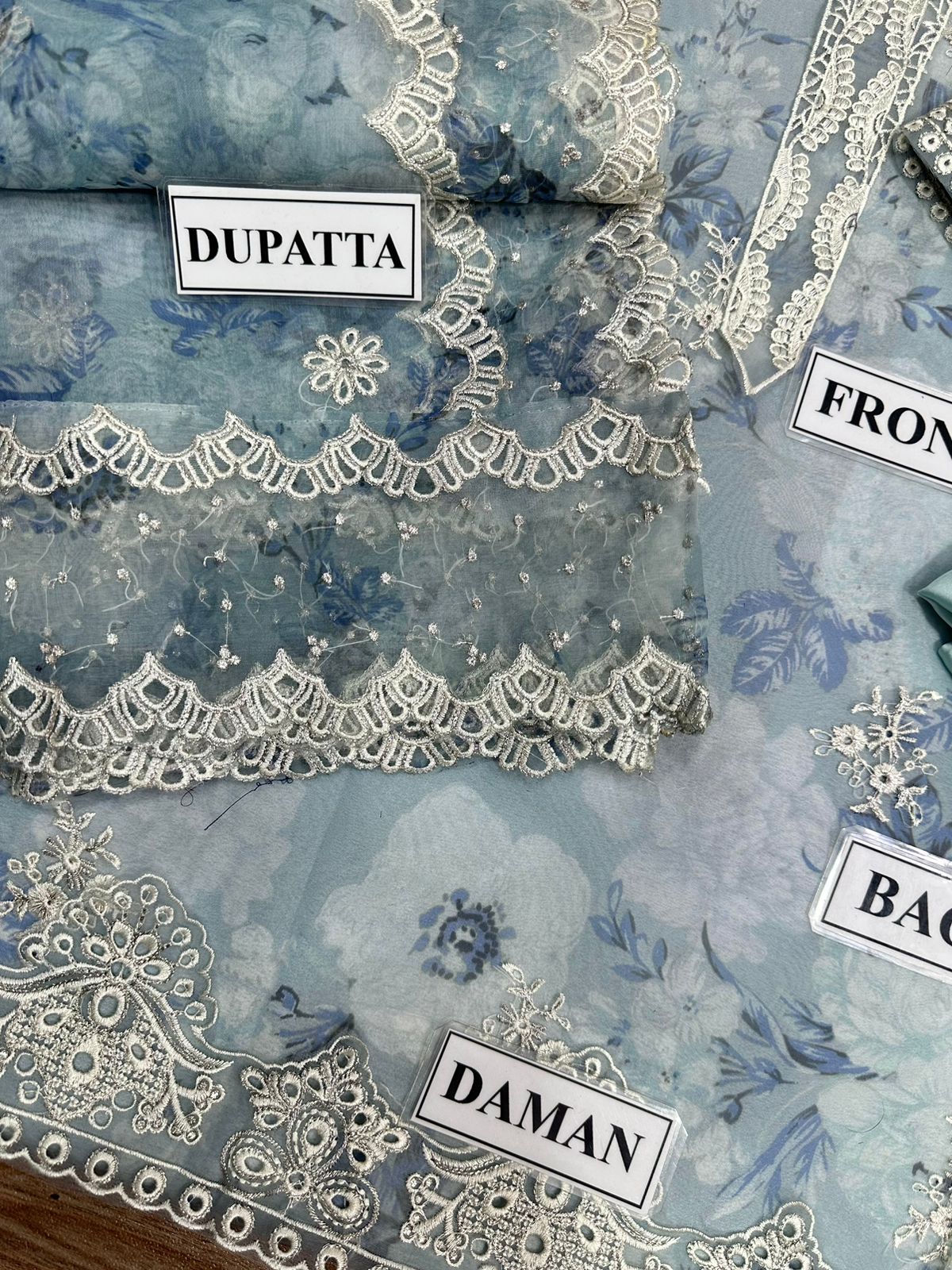 Baroque Sky Blue Organza Collection Replica