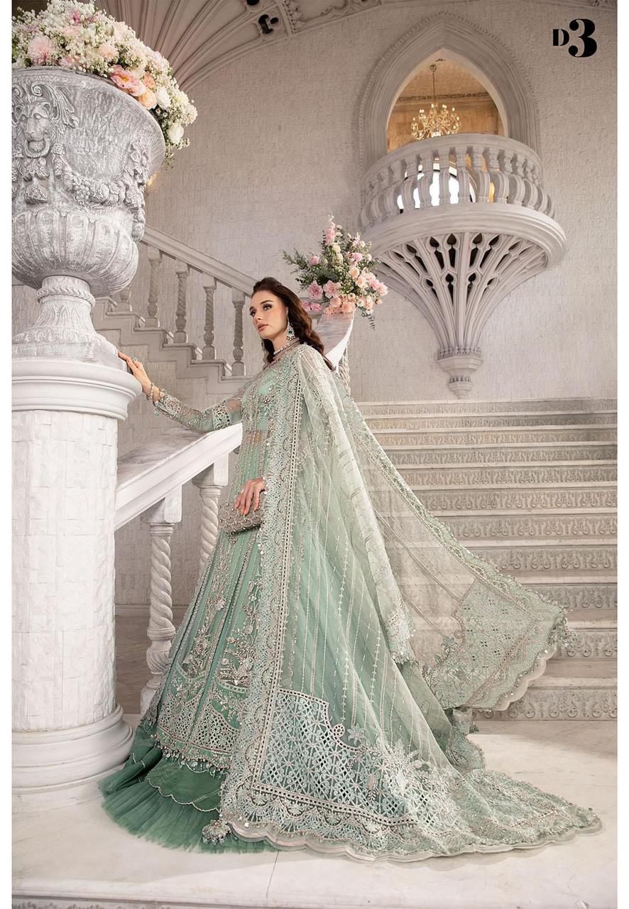 Maria B Sea Green Net Maxi Bridal Collection Replica