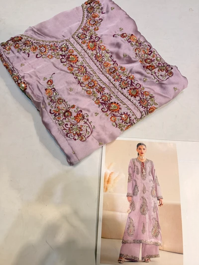 ETHNC SILK E-623 KAFTAN 2PC UNSTICHED