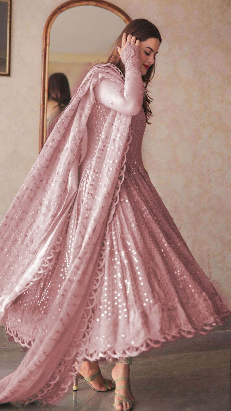 Asim Jofa Pink Chiffon Bridal Collection Replica