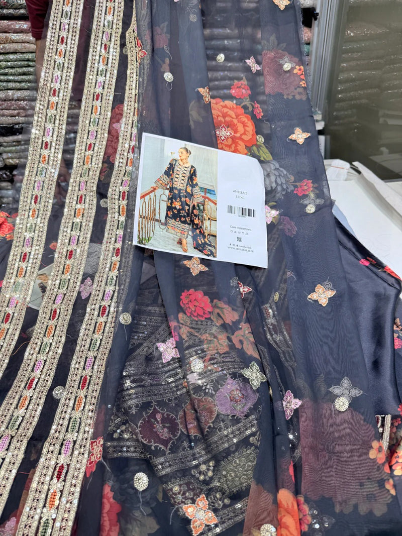 ANEELAS SILK PRINT BLACK