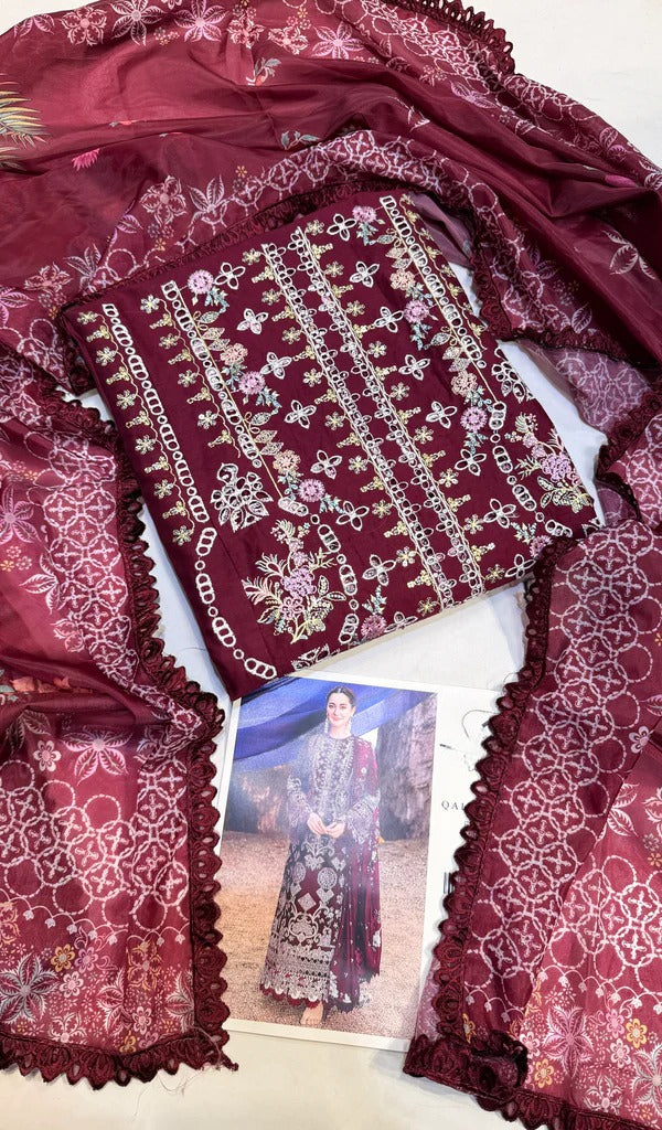 Qalamkar Lawn Miray (Meroon)
