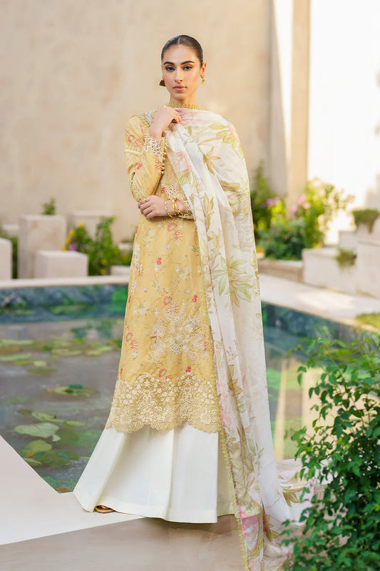 Iznik Yellow Digital Printed Lawn Collection Replica