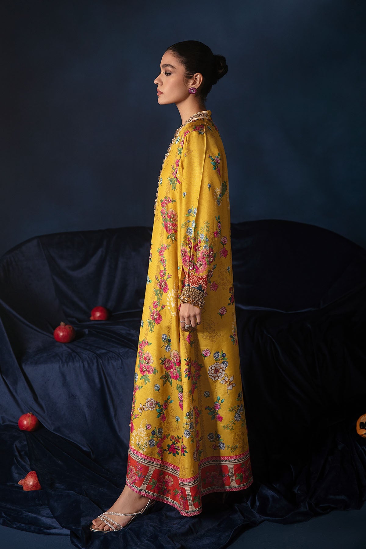 Ammara Khan Yellow Printed Silk Collection Replica