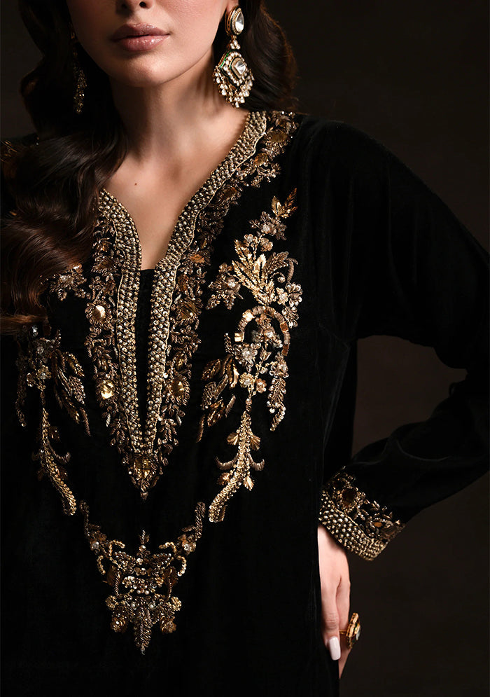 Ammara Khan Black Velvet Formal Collection Replica