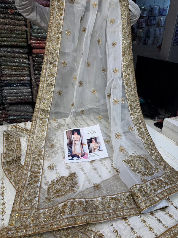 HARIS SHAKEEL TESSEL SILK IVORY GOLD