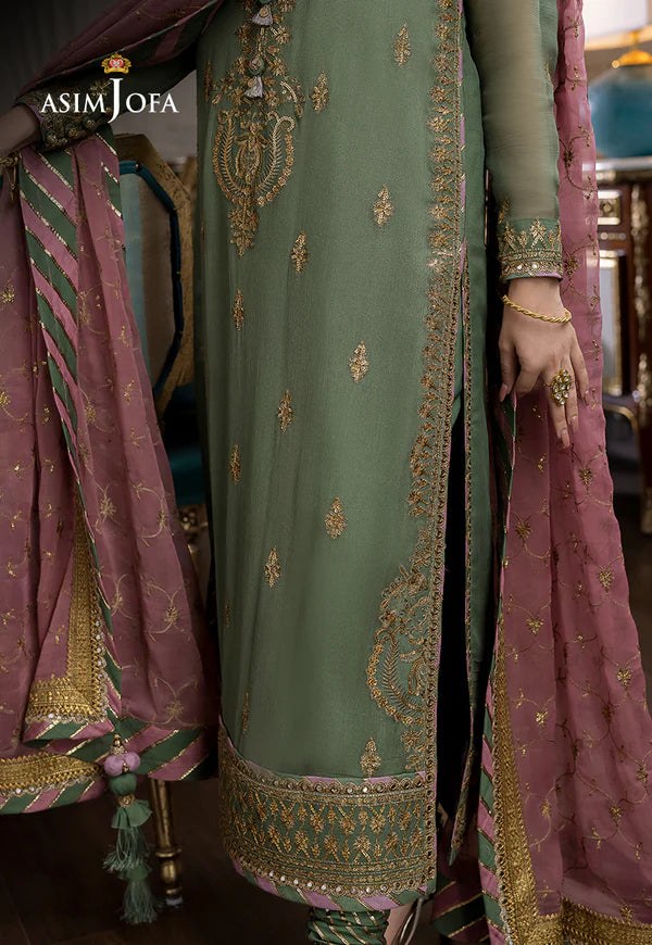 Asim Jofa Green Chiffon Formal Collection Replica