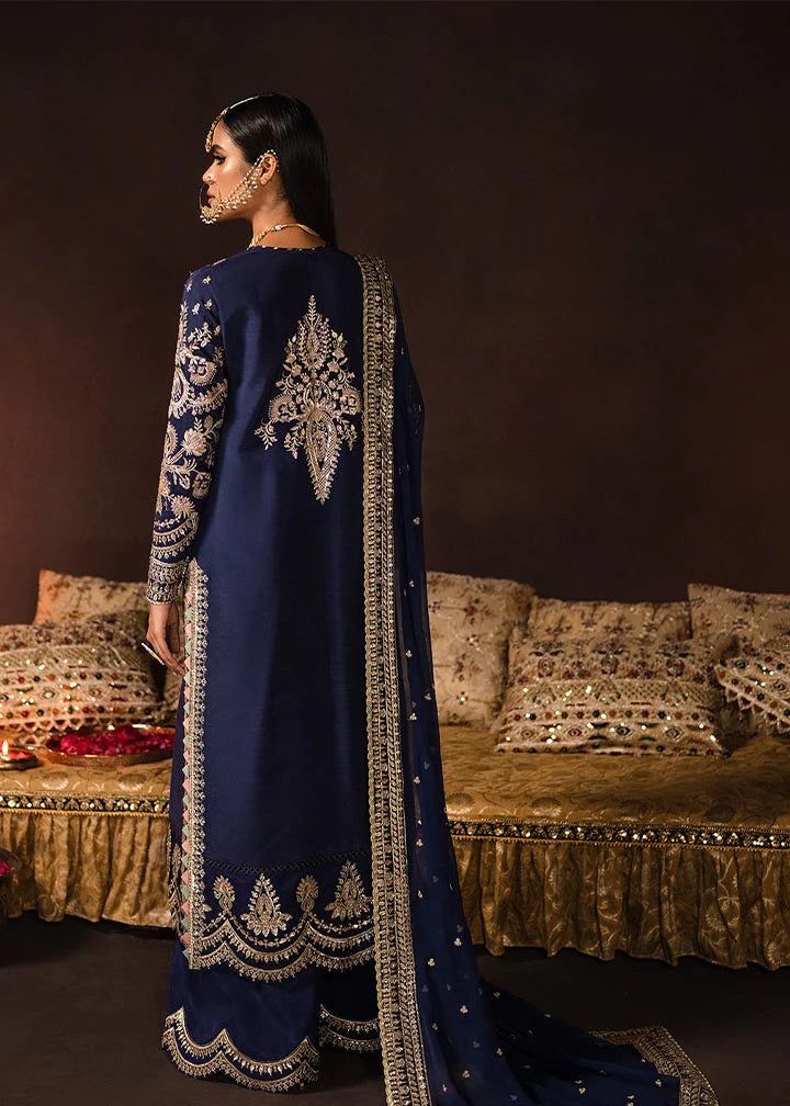 Afrozeh Blue Velvet Formal Collection Replica