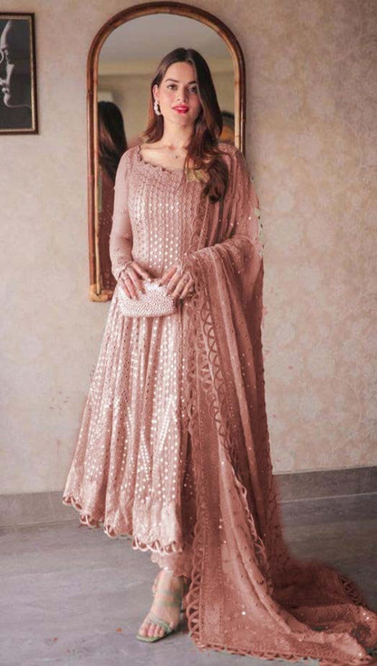 Asim Jofa Pink Chiffon Bridal Collection Replica