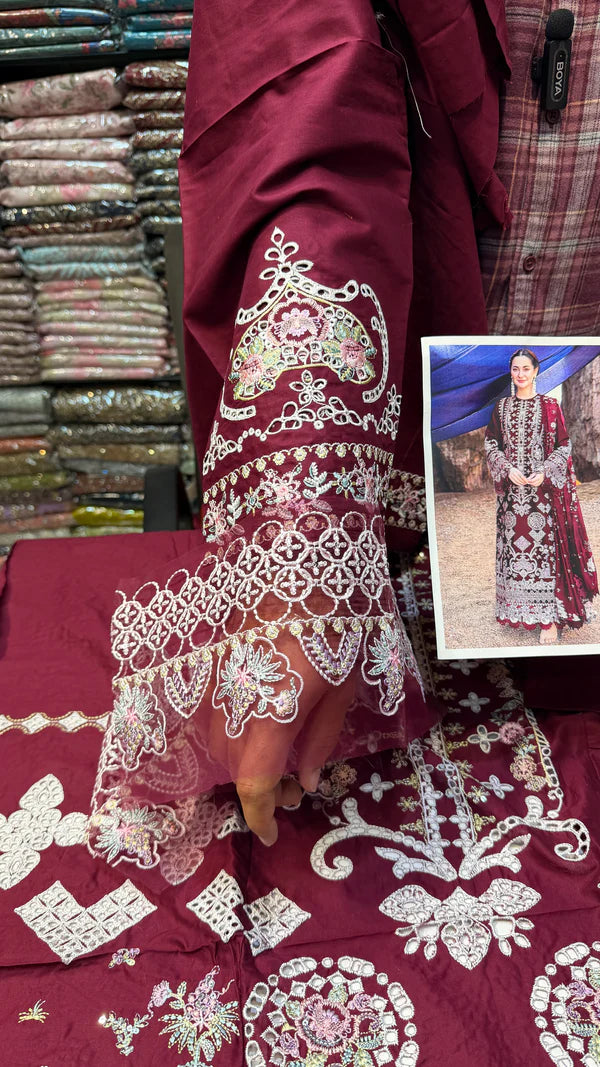 Qalamkar Lawn Miray (Meroon)