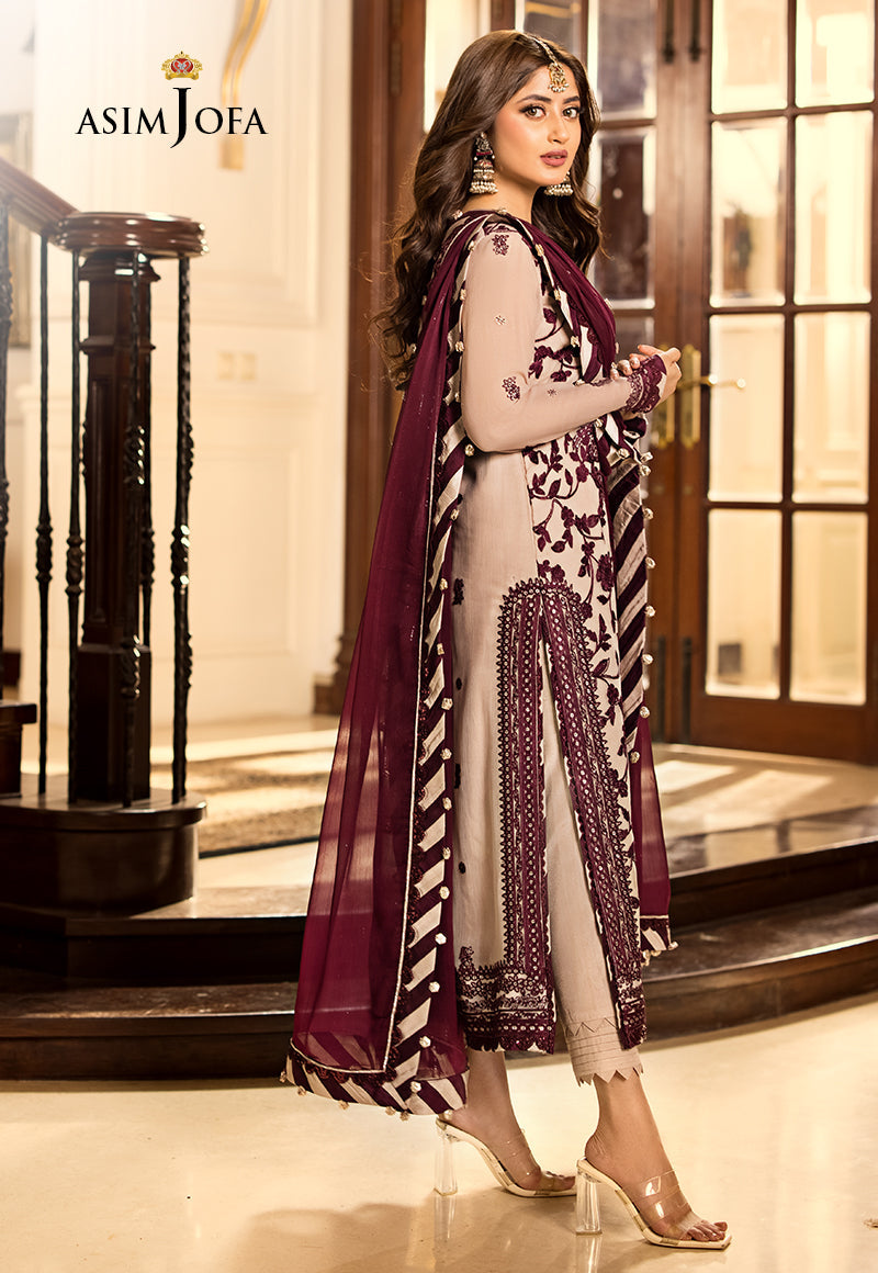 Asim Jofa White Chiffon Formal Collection Replica