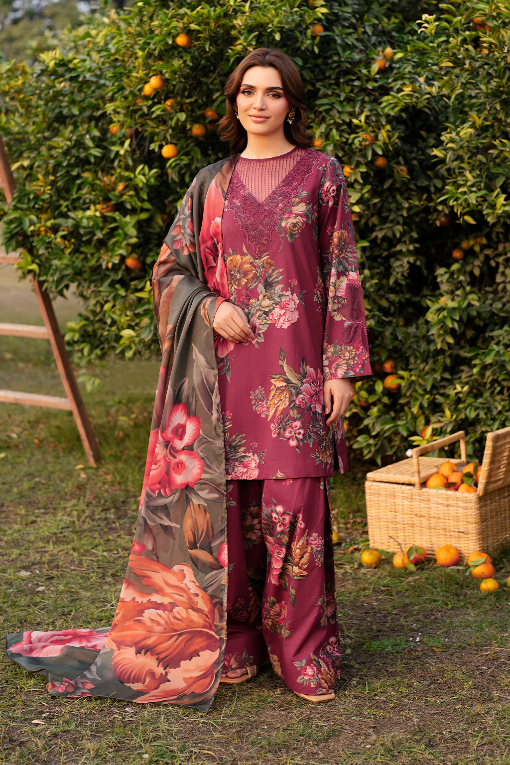 Iznik | Maroon - Lawn Collection Replica